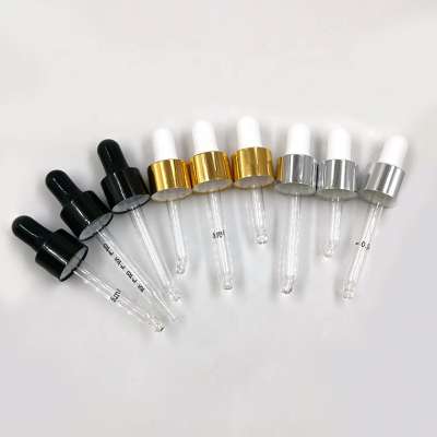 Wholesale Essential Oil Packaging Glass Pipette Silicone Rubber Bulb Aluminum Hole Cap Dropper